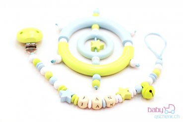 Nuggiketteli & Greifling Set Personal-Line Blau - Lemon