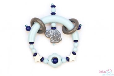 Nuggiketteli & Greifling Set Glamour-Line Hellblau - Silber