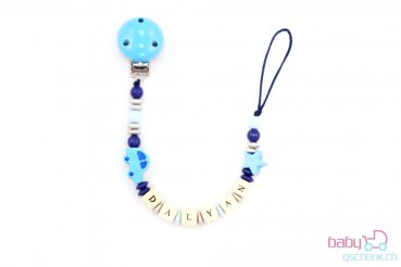 Nuggiketteli mit Name Personal-Line Hellblau - Blau