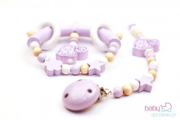 Nuggiketteli & Greifling Set Smart-Line Rosa - Weiss