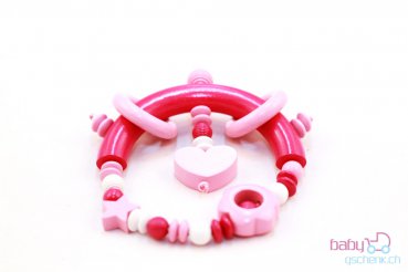 Nuggiketteli & Greifling mit Namen Set Glamour-Line Rosa - Rot