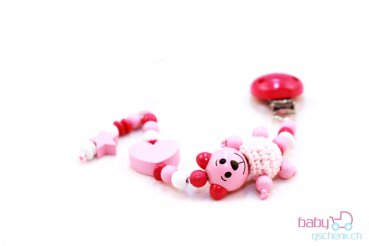 Nuggiketteli & Greifling mit Namen Set Glamour-Line Rosa - Rot