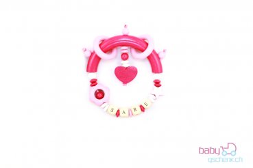 Nuggiketteli & Greifling Set mit Namen Personal-Line Rot - Rosa