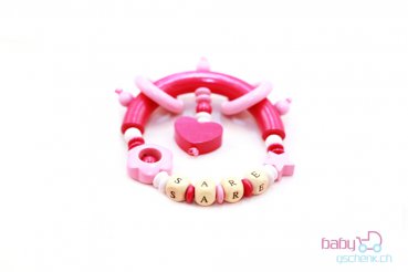 Nuggiketteli & Greifling Set mit Namen Personal-Line Rot - Rosa