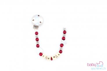 Nuggiketteli mit Name Personal-Line Bordeaux - Silber
