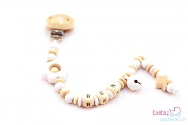 Nuggiketteli & Greifling Set mit Name Personal-Line Nature - Weiss
