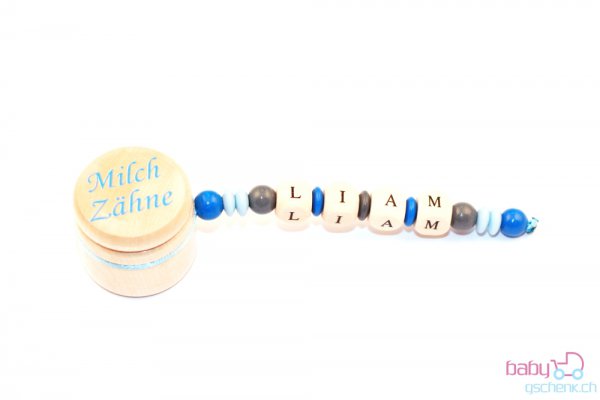 Milchzahndose Personal Line Blau Grau