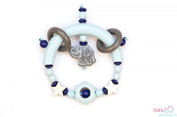 Nuggiketteli & Greifling Set Glamour-Line Hellblau - Silber