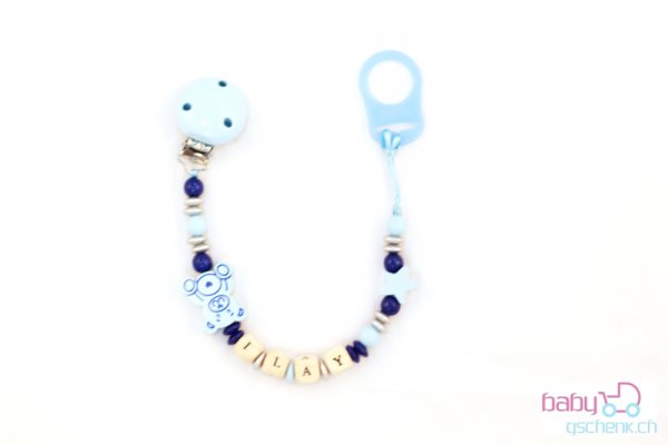 Nuggiketteli mit Name Personal-Line Blau - Silber