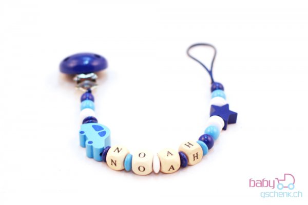 Nuggiketteli mit Name Personal-Line Blau - Weiss