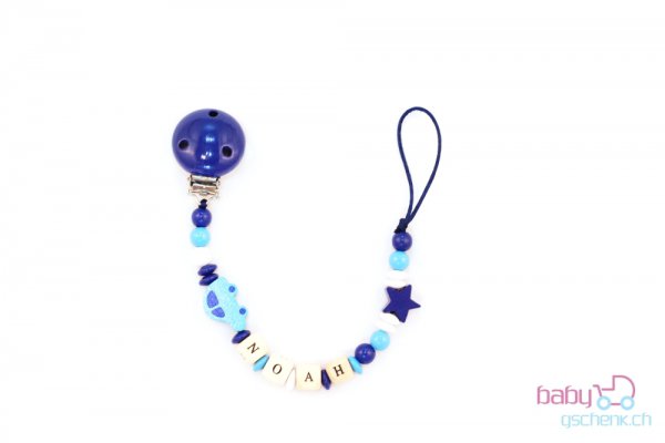 Nuggiketteli mit Name Personal-Line Blau - Weiss