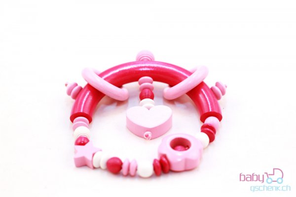 Nuggiketteli & Greifling mit Namen Set Glamour-Line Rosa - Rot