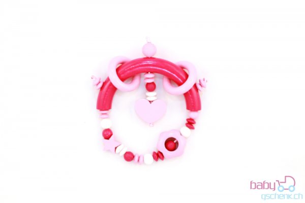 Nuggiketteli & Greifling mit Namen Set Glamour-Line Rosa - Rot