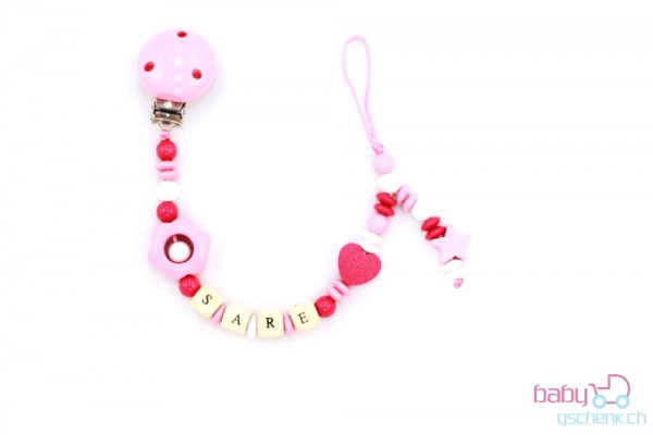 Nuggiketteli mit Name Personal-Line Rot - Rosa