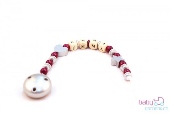 Nuggiketteli mit Name Personal-Line Bordeaux - Silber