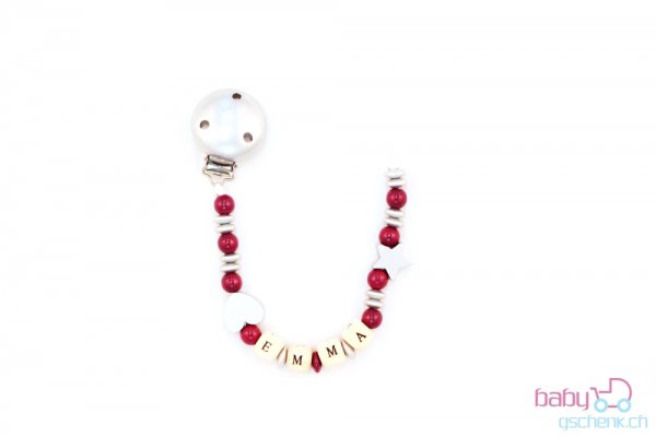 Nuggiketteli mit Name Personal-Line Bordeaux - Silber