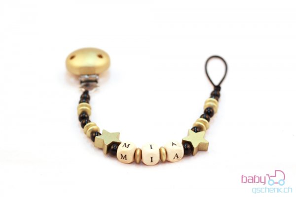 Nuggiketteli mit Name Personal-Line Schwarz - Gold