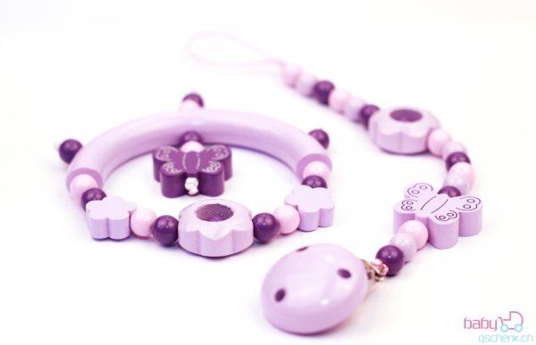 Nuggiketteli & Greifling Set Glamour-Line Rosa - Violett
