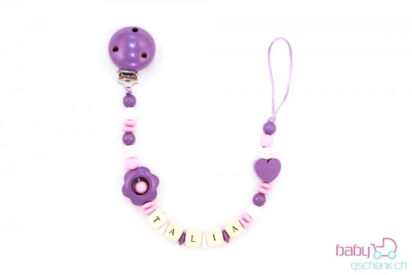 Nuggiketteli mit Name Personal-Line Violette - Pink