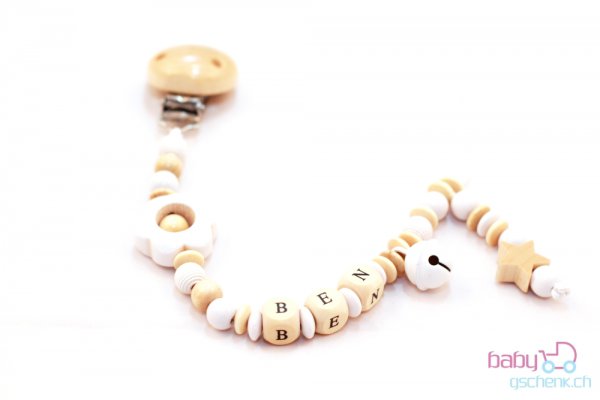 Nuggiketteli & Greifling Set mit Name Personal-Line Nature - Weiss