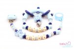 Nuggiketteli & Greifling Set mit Name Personal-Line Blau - Silber
