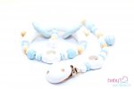 Nuggiketteli & Greifling Set Smart-Line Hellblau - Weiss