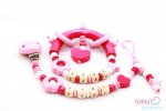 Nuggiketteli & Greifling Set mit Namen Personal-Line Rot - Rosa